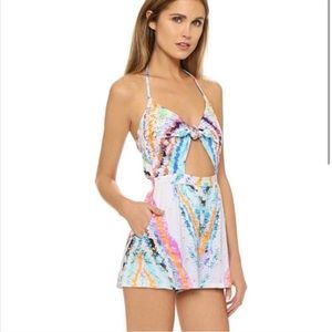Mara Hoffman Rainbow Tie front romper Size Small worn once and in gray condition